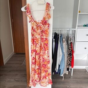 Socialite Pink and Orange Floral Maxi Dress